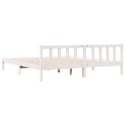 Letto Extra Lungo senza Materasso Bianco 180x210 cm in Pino - homemem39