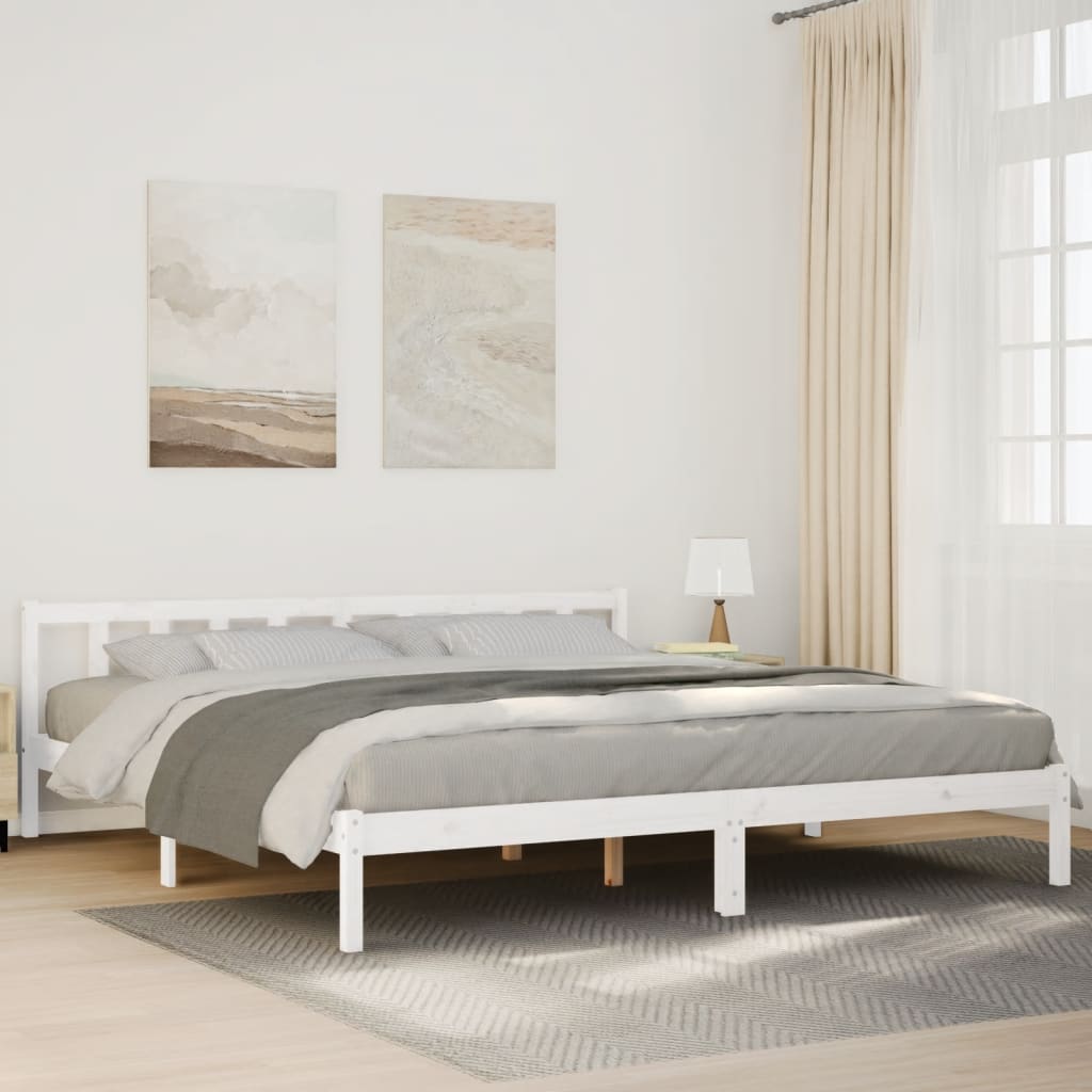 Letto Extra Lungo senza Materasso Bianco 180x210 cm in Pino - homemem39