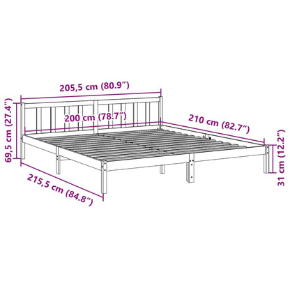 Letto Extra Lungo senza Materasso 200x210 cm in Legno di Pino - homemem39