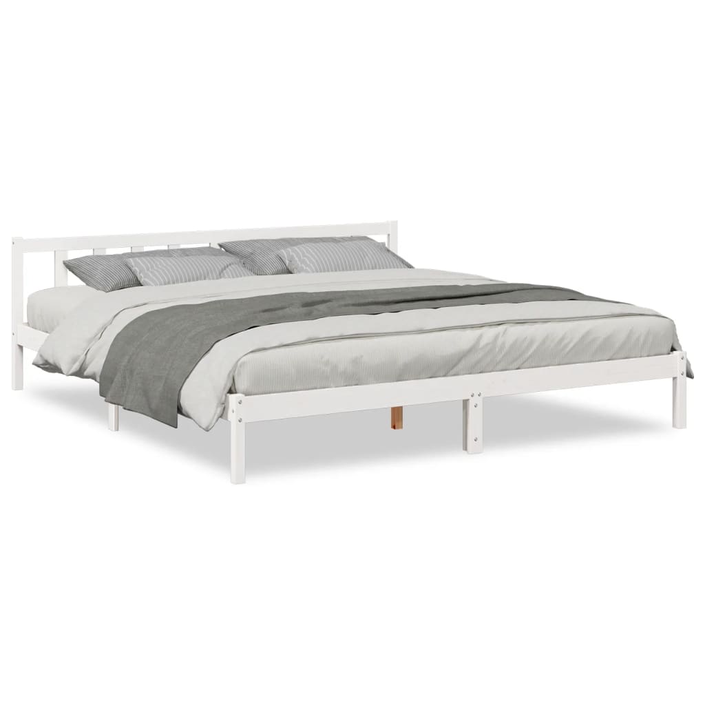 Letto Extra Lungo senza Materasso Bianco 200x210 cm in Pino - homemem39
