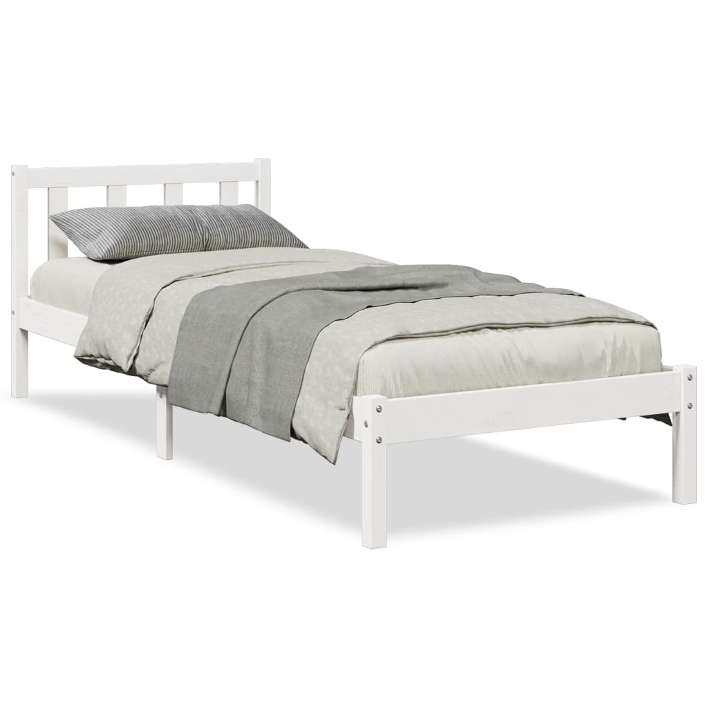 Letto Extra Lungo senza Materasso Bianco 80x220 cm in Pino - homemem39