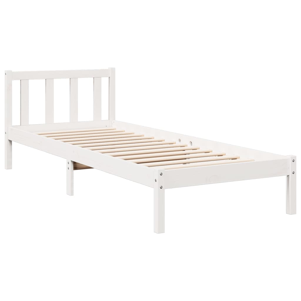 Letto Extra Lungo senza Materasso Bianco 80x220 cm in Pino | homemem39