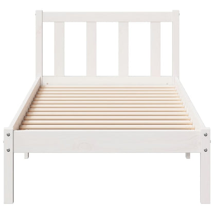Letto Extra Lungo senza Materasso Bianco 80x220 cm in Pino | homemem39