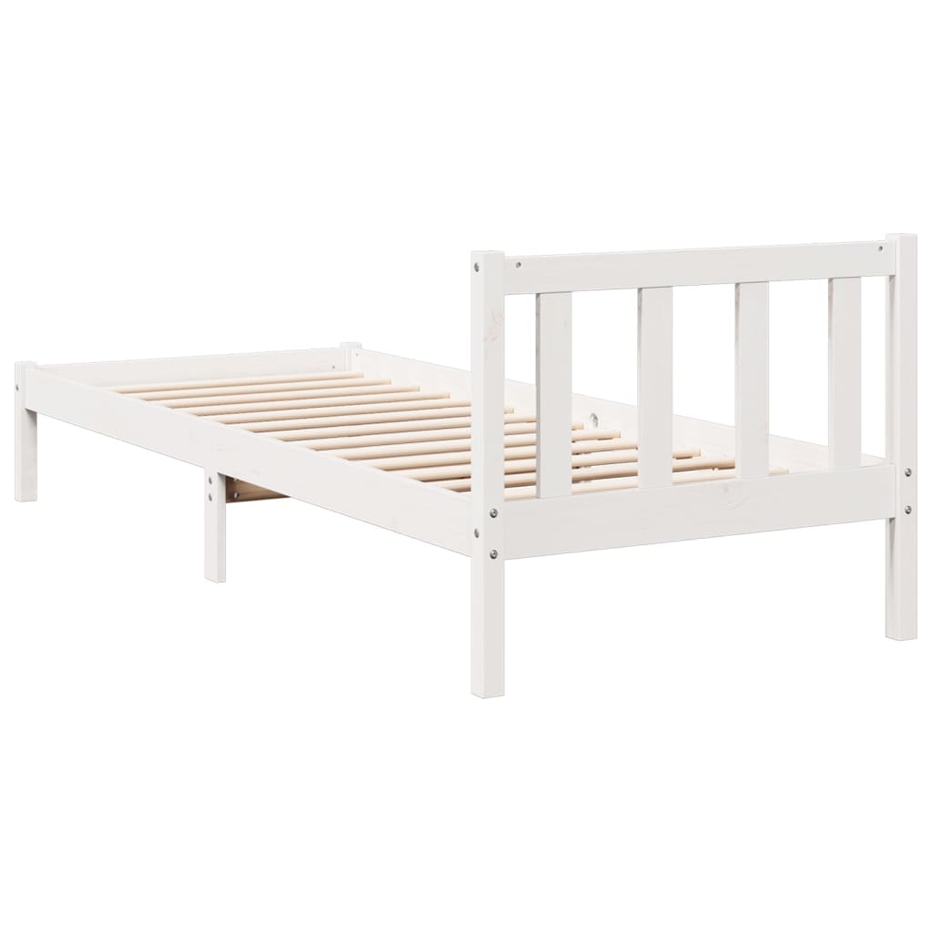 Letto Extra Lungo senza Materasso Bianco 80x220 cm in Pino | homemem39