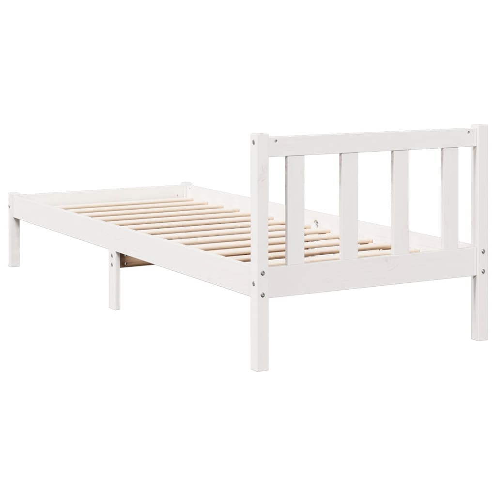 Letto Extra Lungo senza Materasso Bianco 90x220 cm in Pino | homemem39