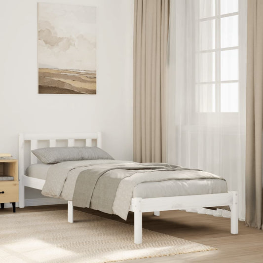 Letto Extra Lungo senza Materasso Bianco 90x220 cm in Pino | homemem39