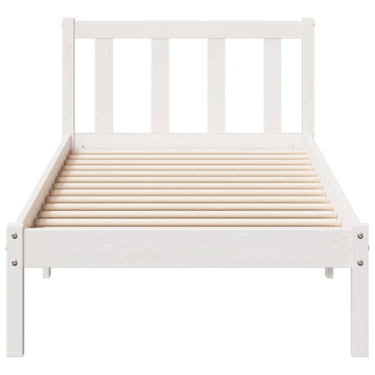 Letto Extra Lungo senza Materasso Bianco 100x220 cm in Pino | homemem39