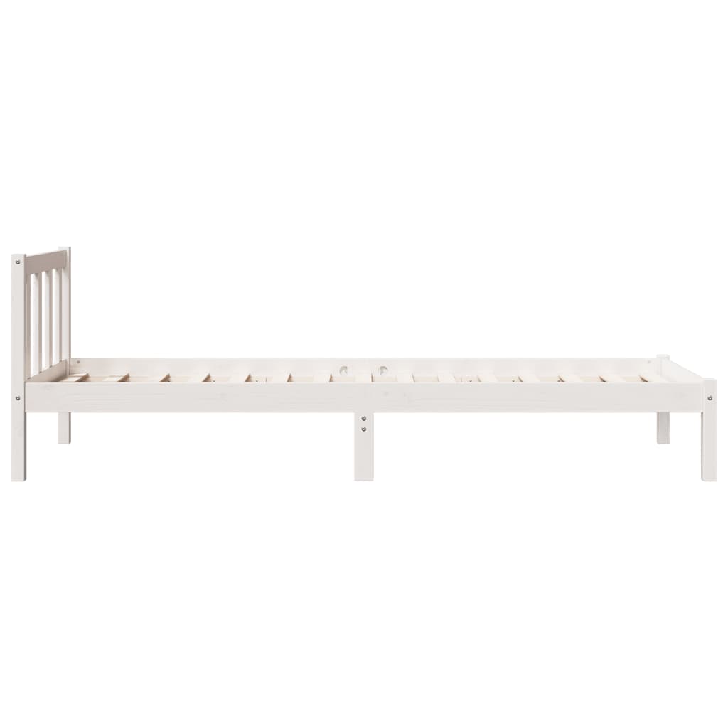 Letto Extra Lungo senza Materasso Bianco 100x220 cm in Pino - homemem39