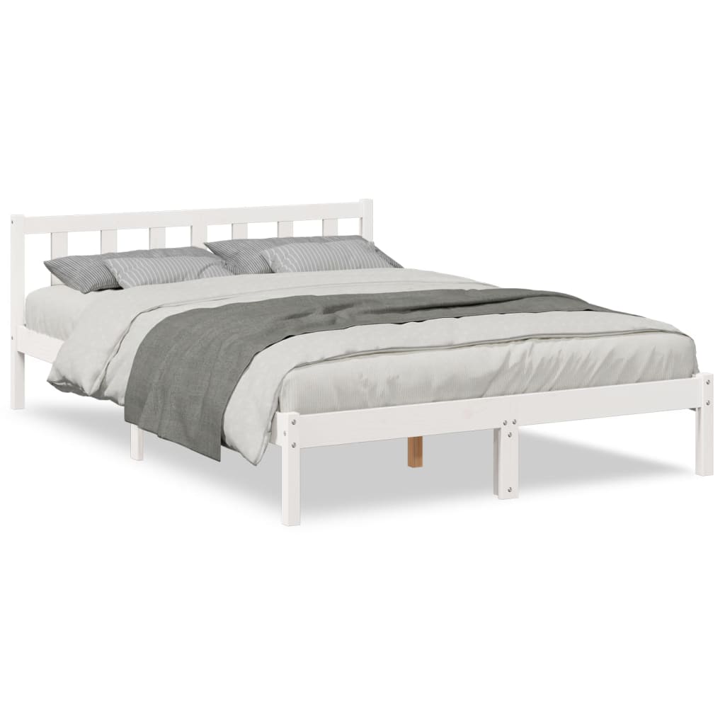 Letto Extra Lungo senza Materasso Bianco 140x220 cm in Pino - homemem39