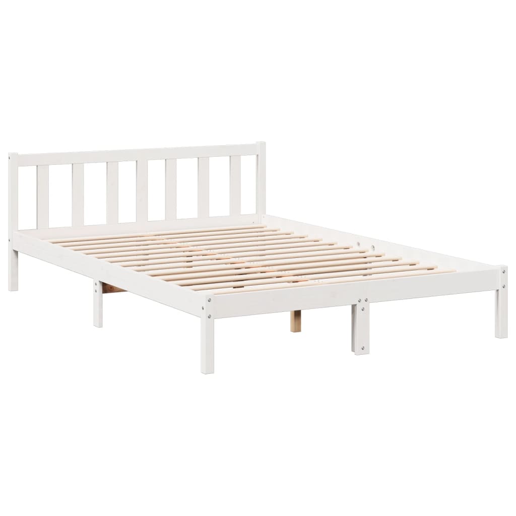 Letto Extra Lungo senza Materasso Bianco 140x220 cm in Pino - homemem39