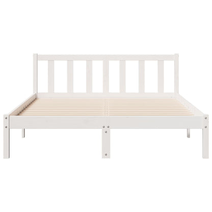 Letto Extra Lungo senza Materasso Bianco 140x220 cm in Pino - homemem39
