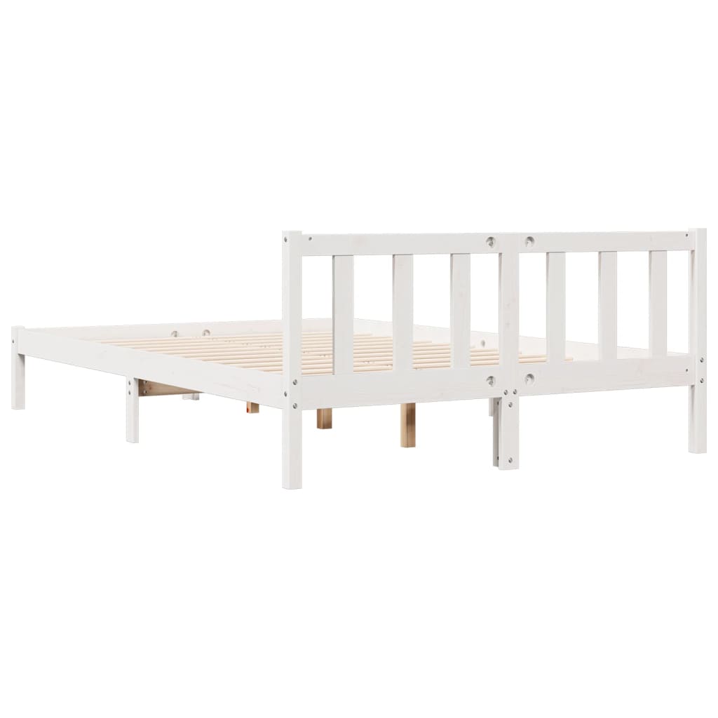 Letto Extra Lungo senza Materasso Bianco 140x220 cm in Pino - homemem39