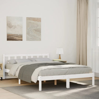 Letto Extra Lungo senza Materasso Bianco 140x220 cm in Pino - homemem39