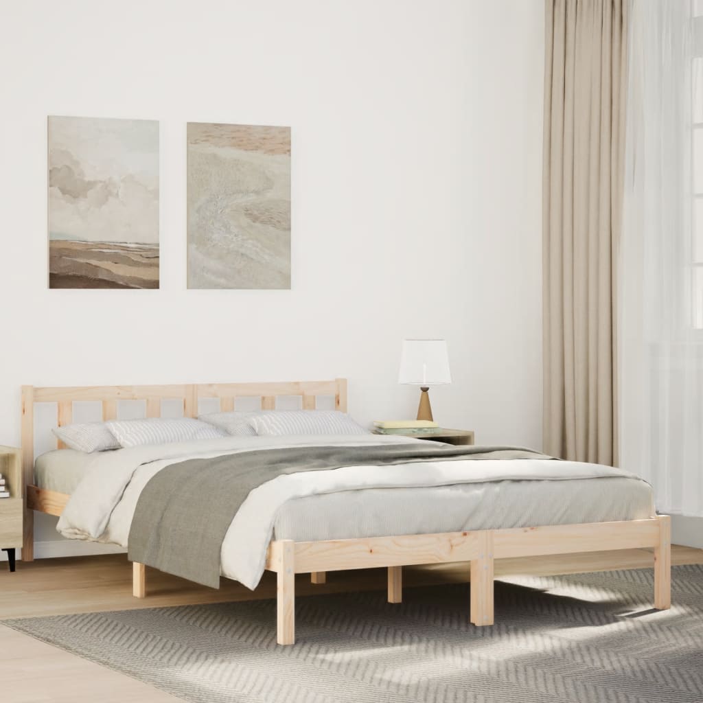 Letto Extra Lungo senza Materasso 160x220 cm in Legno di Pino - homemem39