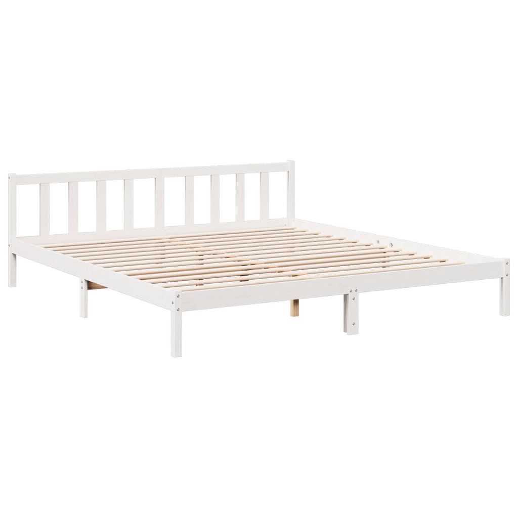 Letto Extra Lungo senza Materasso Bianco 180x220 cm in Pino - homemem39