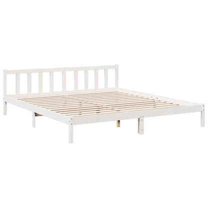 Letto Extra Lungo senza Materasso Bianco 180x220 cm in Pino - homemem39