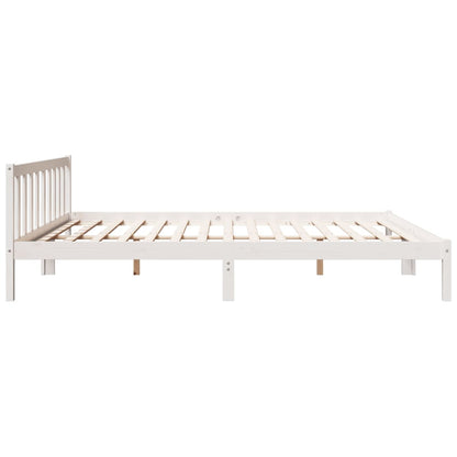 Letto Extra Lungo senza Materasso Bianco 180x220 cm in Pino