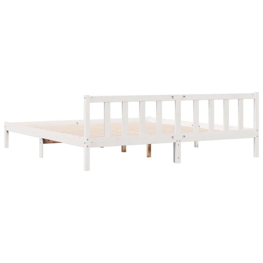 Letto Extra Lungo senza Materasso Bianco 180x220 cm in Pino