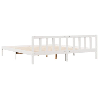 Letto Extra Lungo senza Materasso Bianco 180x220 cm in Pino - homemem39