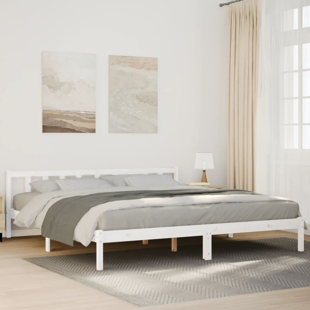 Letto Extra Lungo senza Materasso Bianco 180x220 cm in Pino | homemem39