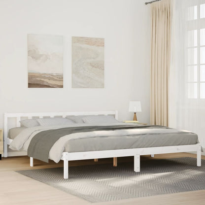 Letto Extra Lungo senza Materasso Bianco 180x220 cm in Pino - homemem39