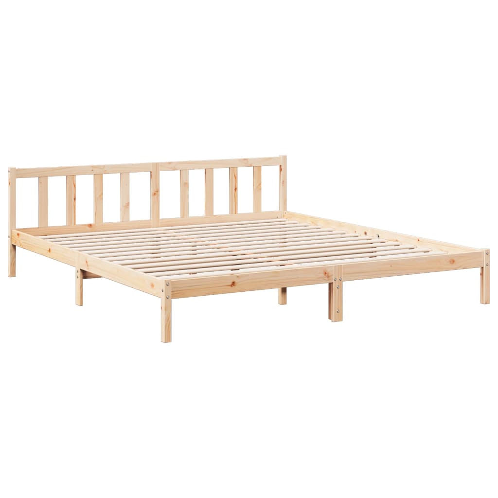 Letto Extra Lungo senza Materasso 200x220 cm in Legno di Pino - homemem39