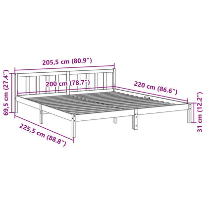 Letto Extra Lungo senza Materasso 200x220 cm in Legno di Pino