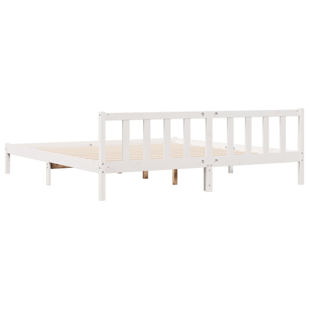 Letto Extra Lungo senza Materasso Bianco 200x220 cm in Pino - homemem39