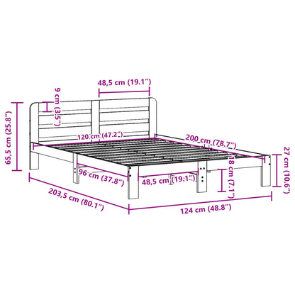 Letto senza Materasso 120x200 cm in Legno Massello di Pino | homemem39