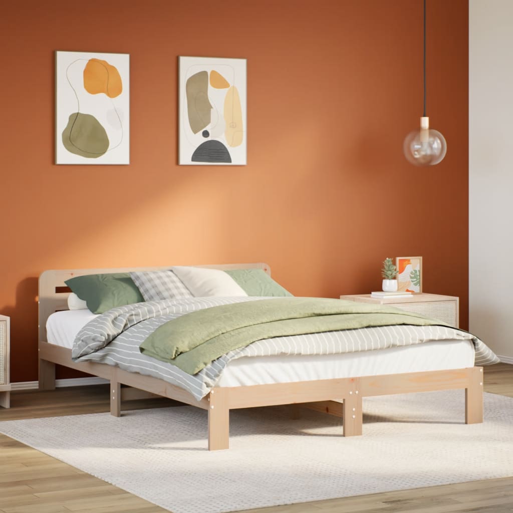 Letto senza Materasso 120x200 cm in Legno Massello di Pino - homemem39