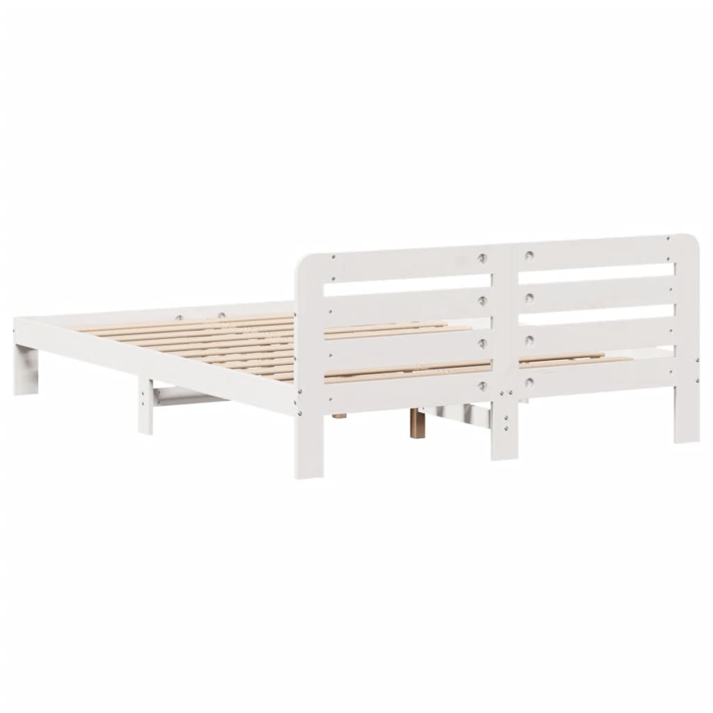 Letto senza Materasso Bianco 140x200 cm Legno Massello di Pino - homemem39