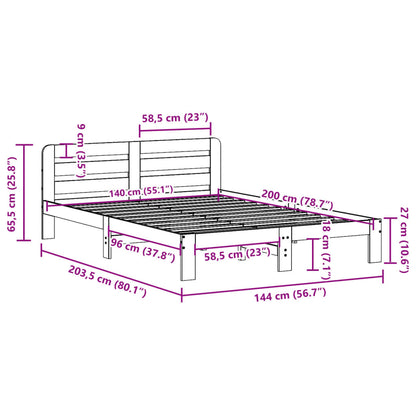 Giroletto senza Materasso Marrone Cera 140x200cm Massello Pino | homemem39