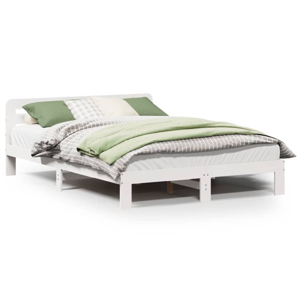 Letto senza Materasso Bianco 150x200 cm Legno Massello di Pino - homemem39