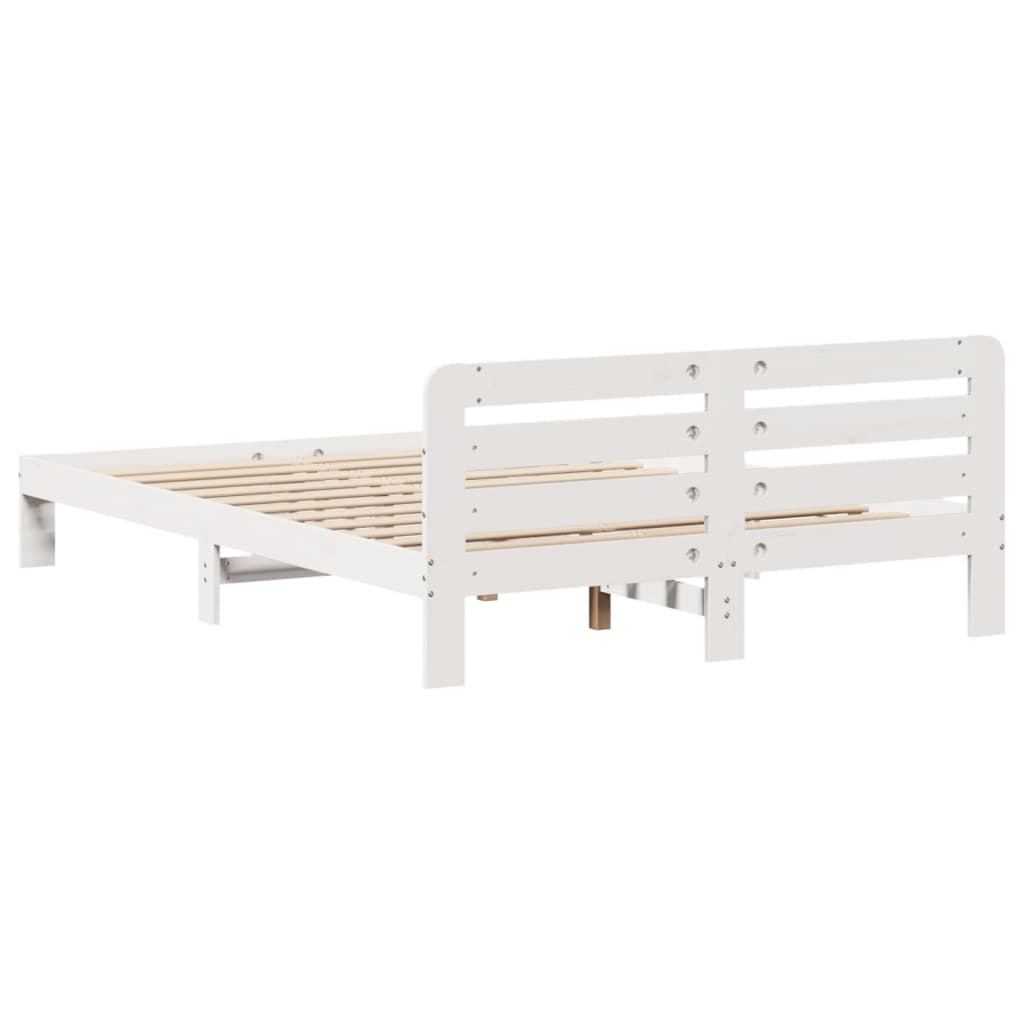 Letto senza Materasso Bianco 150x200 cm Legno Massello di Pino | homemem39