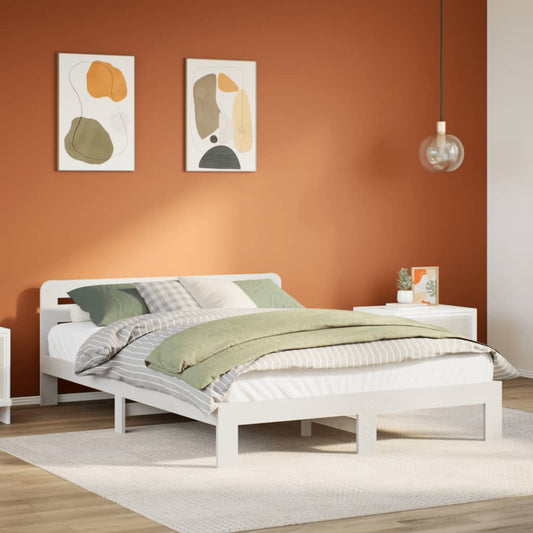 Letto senza Materasso Bianco 150x200 cm Legno Massello di Pino - homemem39