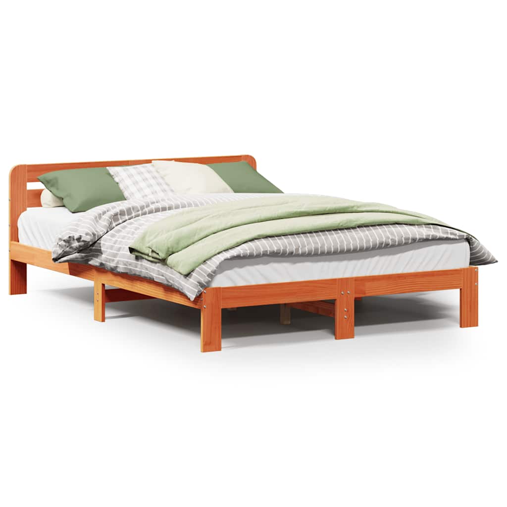 Letto senza Materasso Marrone Cera 150x200 cm in Legno di Pino | homemem39