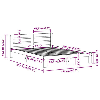 Letto senza Materasso Marrone Cera 150x200 cm in Legno di Pino | homemem39