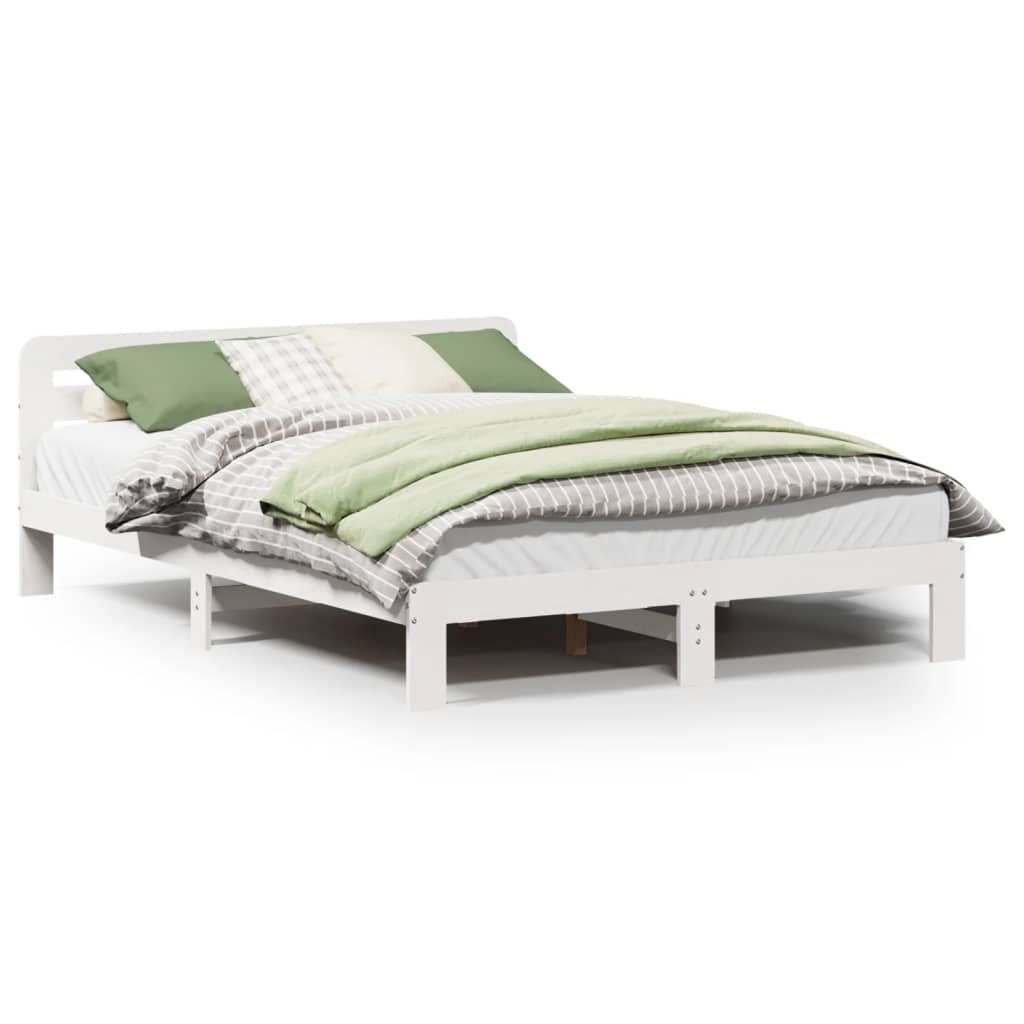Letto senza Materasso Bianco 160x200 cm Legno Massello di Pino | homemem39
