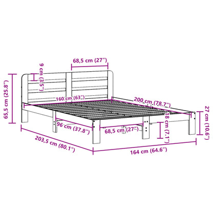 Letto senza Materasso Marrone Cera 160x200 cm in Legno di Pino | homemem39