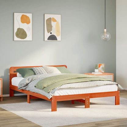 Letto senza Materasso Marrone Cera 160x200 cm in Legno di Pino | homemem39