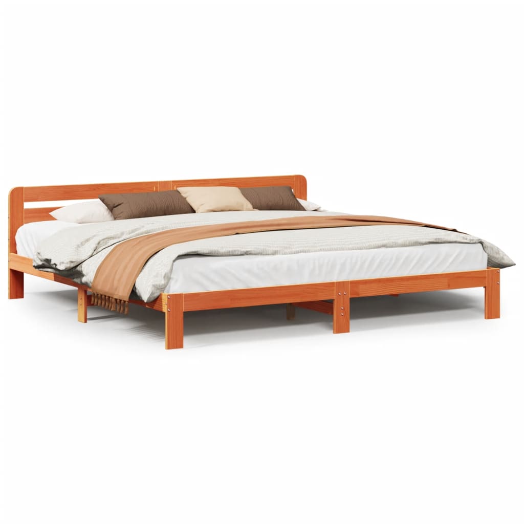 Letto senza Materasso Marrone Cera 180x200 cm in Legno di Pino | homemem39