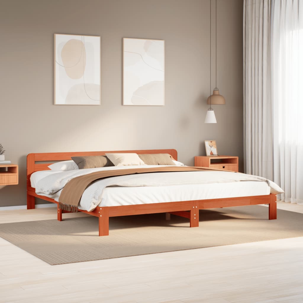 Letto senza Materasso Marrone Cera 180x200 cm in Legno di Pino | homemem39