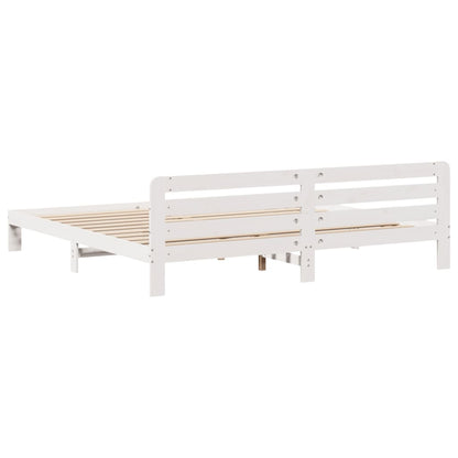 Giroletto senza Materasso Bianco 200x200 cm Legno Massello Pino - homemem39