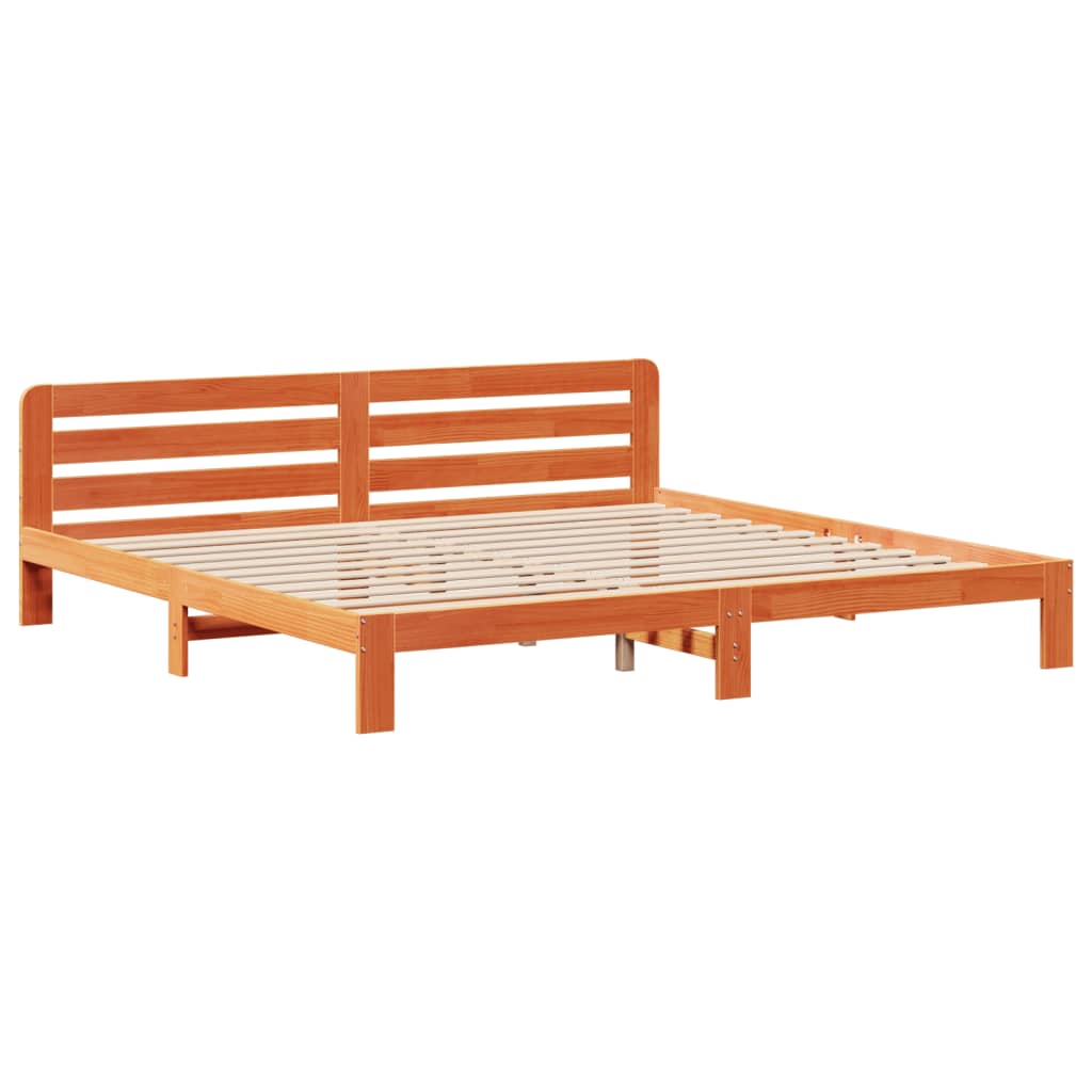 Letto senza Materasso Marrone Cera 200x200 cm in Legno di Pino - homemem39