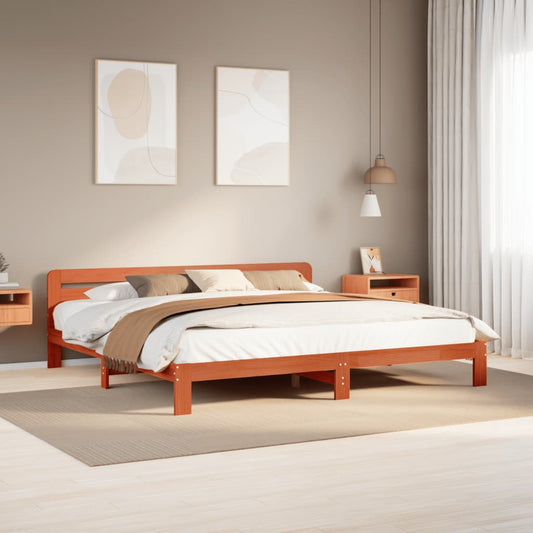 Letto senza Materasso Marrone Cera 200x200 cm in Legno di Pino - homemem39