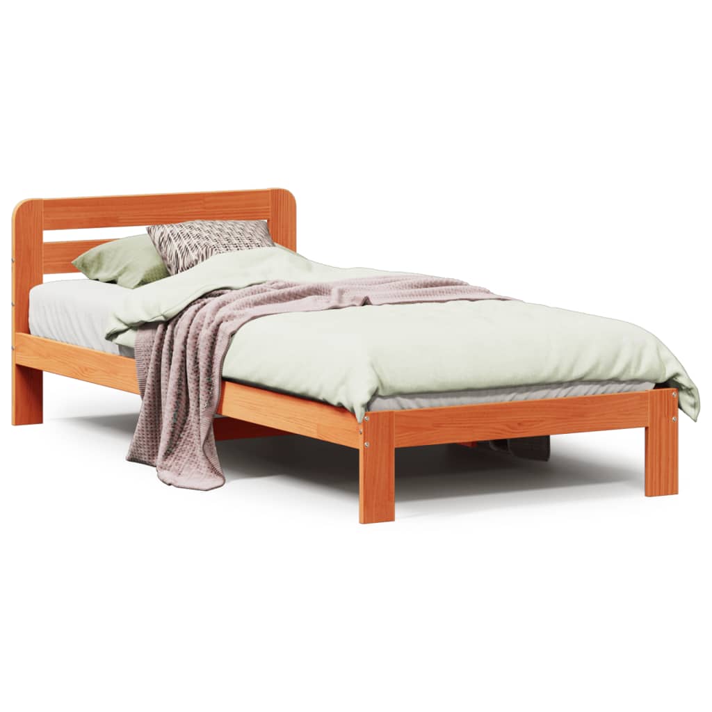 Letto senza Materasso Marrone Cera 75x190 cm in Legno di Pino - homemem39