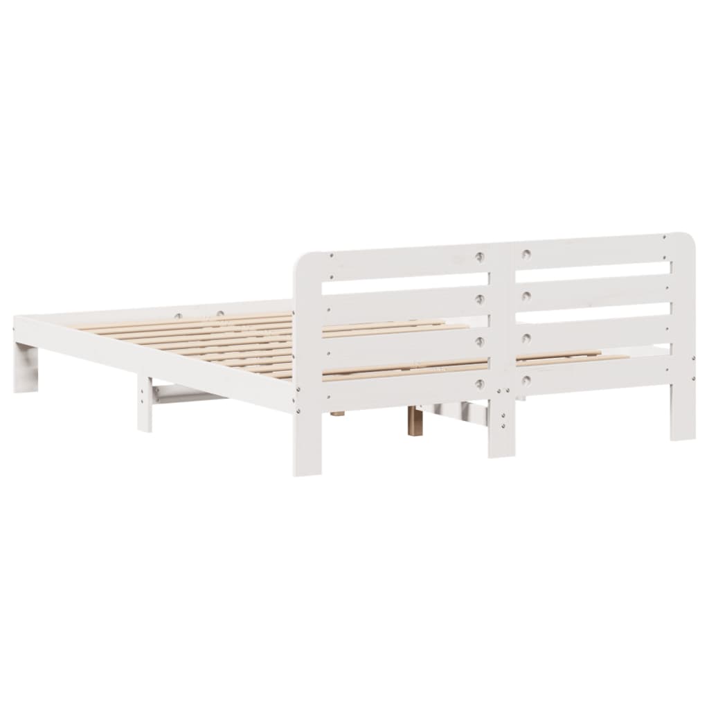Letto senza Materasso Bianco 135x190 cm Legno Massello di Pino - homemem39