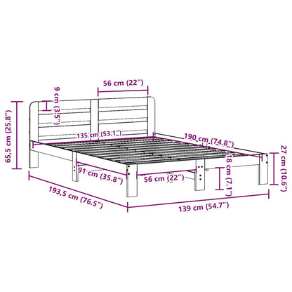 Letto senza Materasso Bianco 135x190 cm Legno Massello di Pino | homemem39