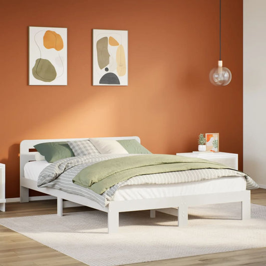 Letto senza Materasso Bianco 135x190 cm Legno Massello di Pino - homemem39