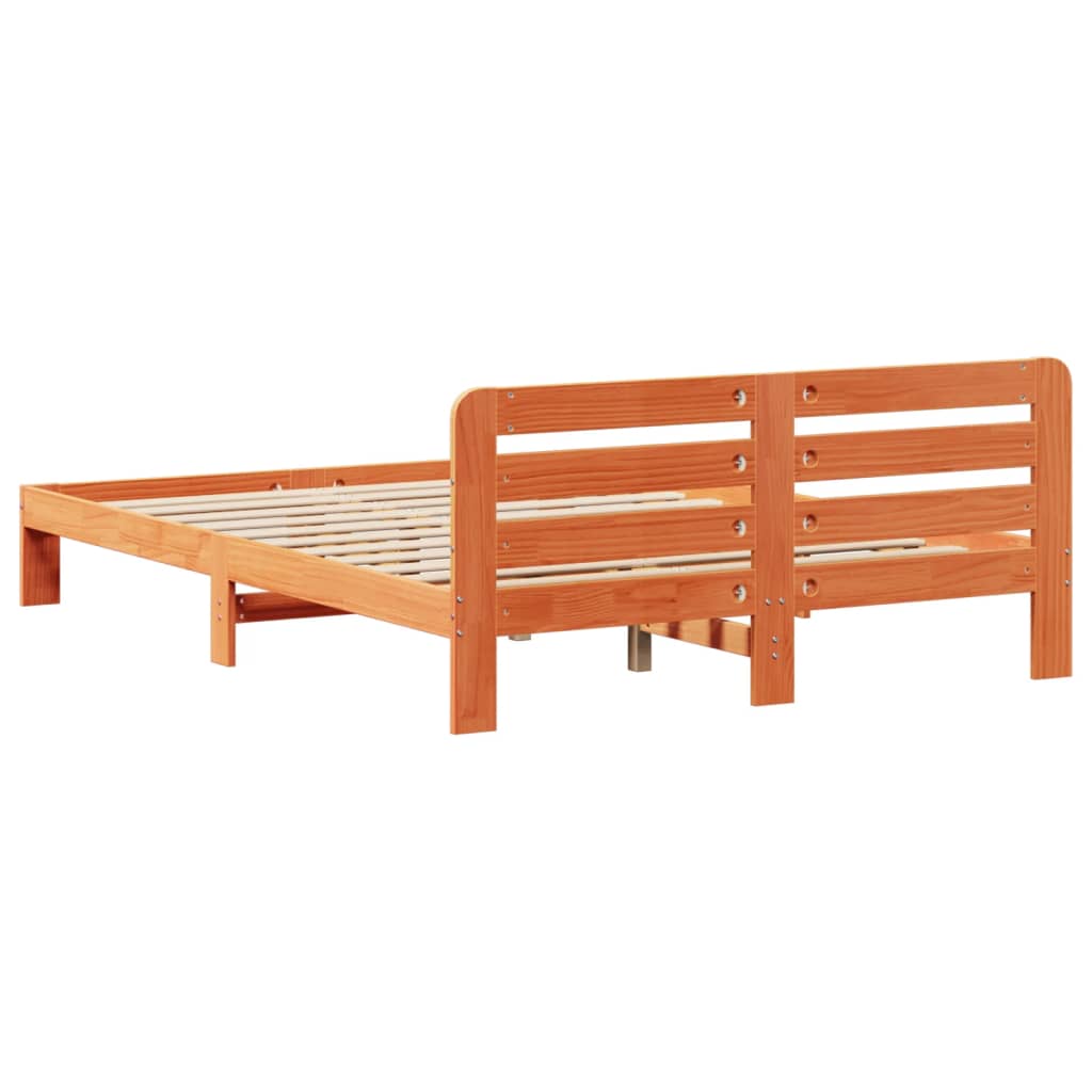 Letto senza Materasso Marrone Cera 135x190 cm in Legno di Pino - homemem39